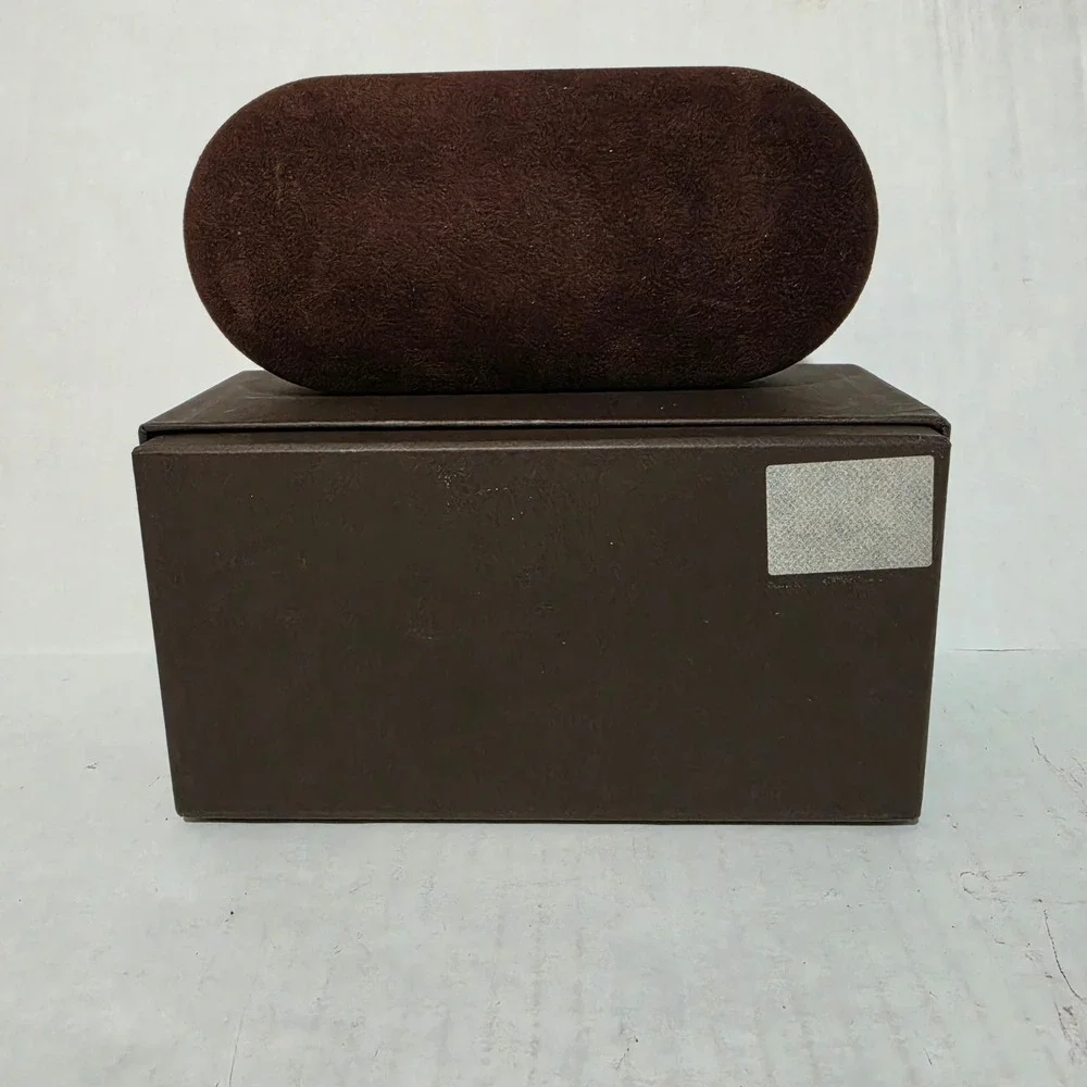 Tom Ford Brown Velvet Sunglass Case and Textured Outer Box Set Logo Gold Tone